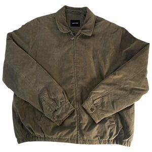 Vintage Pierre Cardin Men's XL Green Washed Cotton Twill Jacket Weathered Bomber